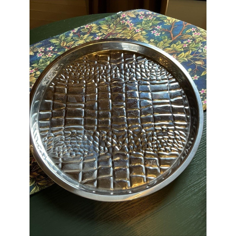 14" PALM Restaurant Bar Tray ALLIGATOR SKIN‎ Texture Stainless Steel